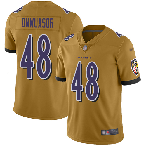 Baltimore Ravens Limited Gold Men Patrick Onwuasor Jersey NFL Football #48 Inverted Legend->youth nfl jersey->Youth Jersey